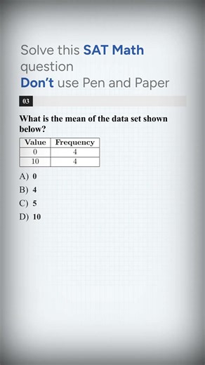 SAT Math Mean Trick: No Pen Needed! 🧠 #Shorts #satexam #satmath