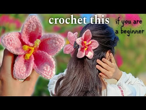 Crochet hair clip tutorial /easy crochet flower hair clip for beginners