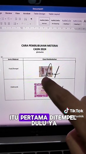 Replying to @hyamit15 tutorial cara pembubuhan Meterai fisik atau tempel serta meterai elektronik atau eMeterai pada surat lamaran cpns pppk 2024 . #cpns2024 #casn2024 #irfanhik #pppk2024