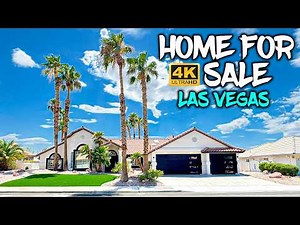 Single Story Home Sale, Henderson, Nevada, [4K] Tour Las Vegas, 4 Beds, Sparkling Pool and Waterfall