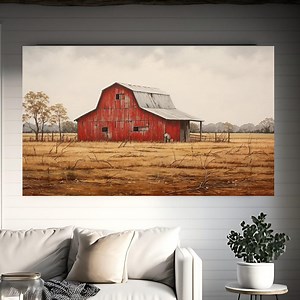 Rustic Red Barn Decor, Farmhouse Wall Art Print, Countryside Weathered Barn Painting Rural Wall Art, Farmhouse Home Decor Farm Landscape - Etsy