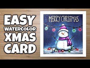 Beginner Watercolor & Colored Pencil Tutorial | Cute Snowman Christmas Card
