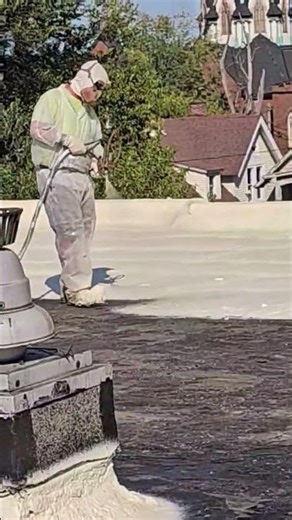 Old Gravel Roof Ripped Off → Spray Foam Installed #roofing #sprayfoam #construction #ohio