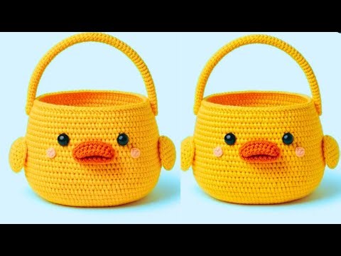 💯💥AMAZING💯👍CROCHET DUCK BASKET🐣KNITTING DESIGN DUCK BASKET MAKING TUTORIAL VERY EASY #duck #basket