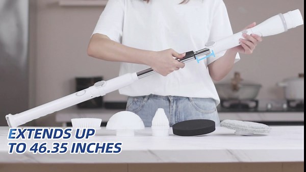 Electric Spin Scrubber, 520 RPM Cleaning Brush with 6 Replaceable Head and Adjustable Extension Handle, Power Shower Scrubber for Bathroom, Swimming Pool, Tub, Grout, Floor, Wall, Sink, Tile, Gap