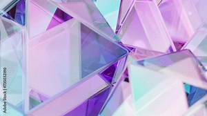 Stylish background with a polygonal crystal shape. A 3D abstraction of a geometric jewelry surface. Scenes with Spectrum color reflection crystals in the background.