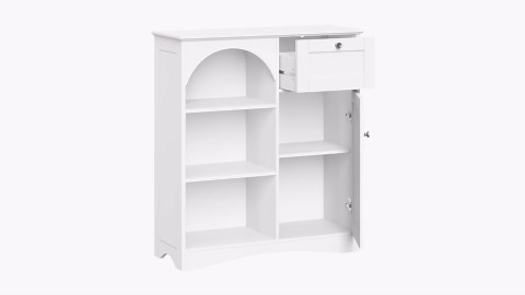 RiverRidge Kitchen Buffet Storage Cabinet with Arched Design - White Sideboard with Door, Drawer & Adjustable Shelves - Versatile Pantry Organization