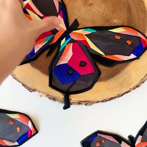 Butterfly Applique Bright and Colorful, Embroidered Black Patch, Decor With Butterflies DIY - Etsy