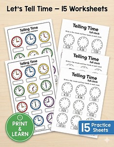 Telling Time Worksheets for First Grade | 15 Pages (digital Download) - Etsy