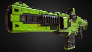 PBR Assault Rifle (Green Skin) - 3D model by Dmitrii_Kutsenko (@Dmitrii_Kutcenko)