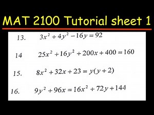 Understanding the Ellipse and Hyperbola MAT2100 Tutorial sheet 1