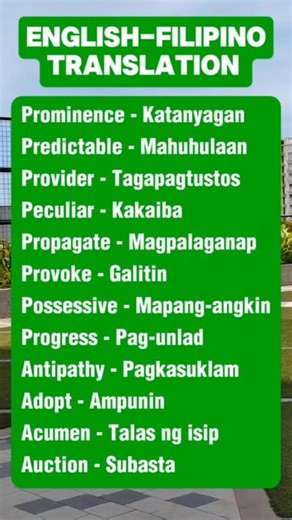 English-Filipino Translation #vocabulary #translation #englishfilipinotranslation | Learn Daily