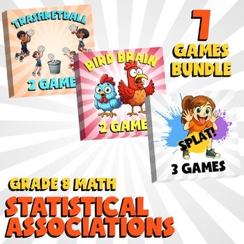 7 No Prep Math Games Bundle A - Statistical Associations - Grade 8 Review
