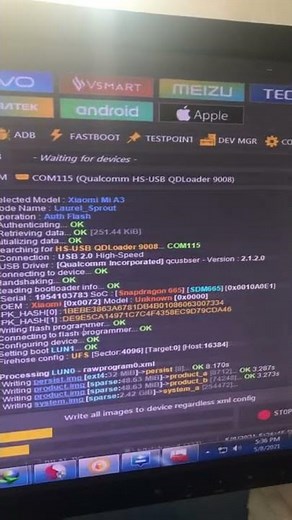 Mi A3 flashing via unlock tool done..