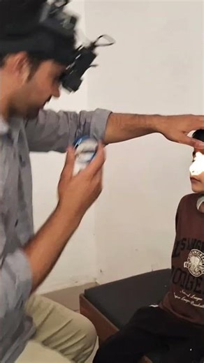 Fundus examination with indirect ophthalmoscopy !