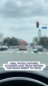368K views · 2.1K reactions | A viral TikTok video from earlier this week shows a somewhat awkward encounter between a Service Robotics cart and an LAFD engine with sirens on during an active response. | KTLA 5 News | Facebook