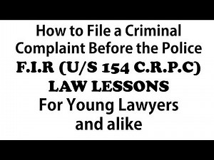 Learning to Draft a Criminal Complaint | FIR | Law Lessons