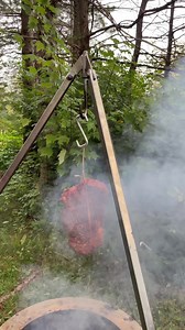 1.9M views · 64K reactions | Chuck Roast Hanging Over Fire. Slowy cooked with apple Wood then braise in beef stock to hit 200F internat. The flavors were so incredibly great and super tender; perfect for some sandwiches. #Meaterproteam I’ve used my MEATER Bluetooth thermometer to hit the perfection. | GrillHunters | Facebook