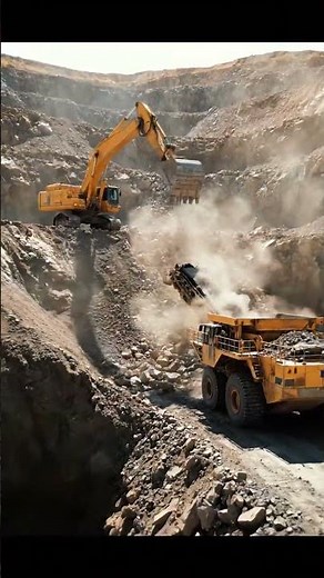Massive Excavator & Dump Truck in Action! 🤯 Open-Pit Mining Operations