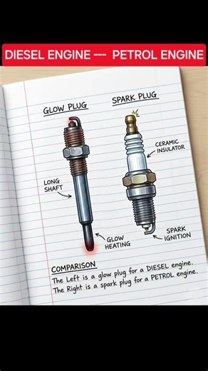 spark plug and glow plug #shortsfeed #automobile #petrolengine #dieselengine #sparkplug #ytviral