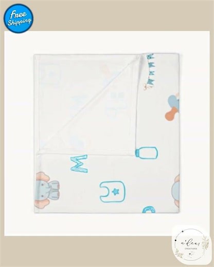 Personalized Baby Boy Blanket – Custom Swaddle with Name & Nursery Icons
