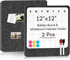 S SWANCROWN Dry Erase Board Cork Board Combo, Magnetic White Board and Bulletin Pin Board Combination,Hanging Wall Mounted Vision Board for Home, School, Office,Silver Frame,24"x18"