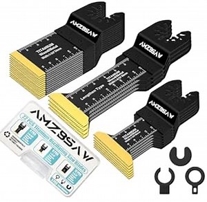 22PCS Titanium Oscillating Multitool Blades Metal Cutting, Universal Saw Blades for Metal Nails Hard Material and Wood Plastic, Multi Tool Blades Kits Fit Dewalt Bosch Milwaukee Ryobi