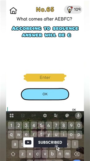 👉 What Comes After AEBFC? 🤯 | Brain Out Level 65 #shorts