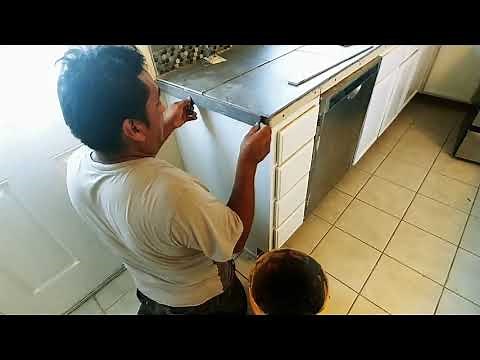 How to quickly convert kitchen counter top with laminate into ceramic tile - step by step