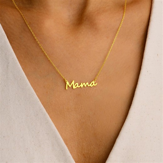 Dainty Mama Script Necklace – Sterling Silver/gold Plated - Etsy