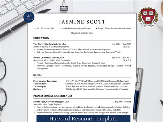 ATS Harvard Resume Template: Modern, Clean CV (google Docs, Word, Canva) - Etsy
