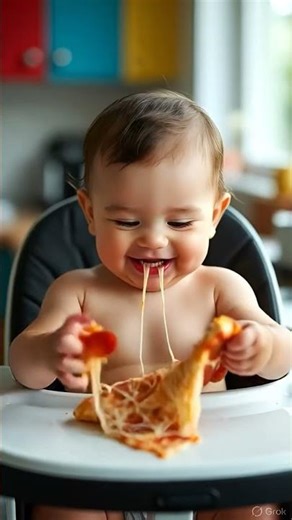 🛑 Tiny Baby Tries Pizza for the First Time — Priceless Reaction! 🍕 #shorts #babyshorts #pizza #usa