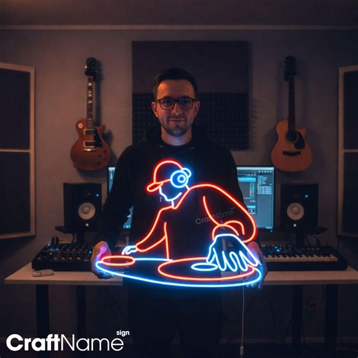 DJ Neon Sign, Disc Jockey LED Wall Art for Music Room, Nightclub or Home Studio Decor - Etsy