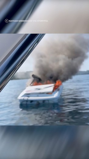 Two men in Michigan were rescued from a burning boat 🤯🔥🚤 #reels #boating #boats #Michigan #rescue #fire #explosion | In The Know
