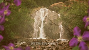 Rocky Waterfall - Flowers - Worship Backgrounds