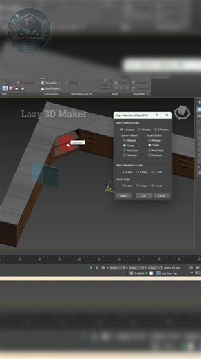 How to Quickly Align an Object in 3ds Max. #3dsmax #3dart #3d #3dmodeling
