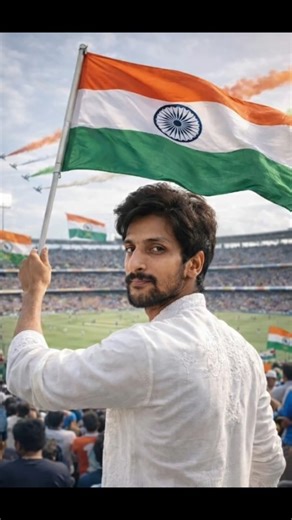 Preet Ranjan Singh on Instagram: "#republicday🇮🇳 . Prompt 1- Use the provided face reference image for exact facial identity and likeness. Preserve original facial structure, skin tone, beard shape, jawline, eyes, and nose accurately. Do not alter age, ethnicity, or facial proportions. High face consistency is critical. Use the provided body reference image for body structure and natural posture. A cinematic, ultra-realistic photograph of a man standing inside a packed cricket stadium, proudly