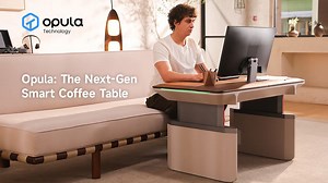 Opula smart coffee table with hidden computer and screen inside
