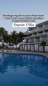 📆Nov 27-30 🌴✨ Escape to paradise at Azul Beach Resort Riviera Cancun, where gourmet all-inclusive luxury awaits! Indulge in breathtaking partial sea views from your suite and savor exquisite cuisine crafted by Karisma. 📍 Location: Carr. Cancún - Tulum Km 27.5, Puerto Morelos, Q.R., Mexico 🛏️ Room: Suite with Partial Sea View 🔄 Booking Perks: US$25 Deposit! Balance 10 Days before check in! Treat yourself to a vacation filled with sun, sand, and savory delights! ☀️🌊 #AzulBeachResort #Gourmet