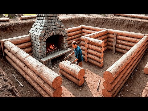 Man Builds Secret 2-Room Underground Log Cabin | 1-Year Timelapse by ‪@bushcraftua1‬