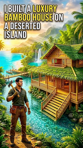 Built a Luxury Bamboo House in the Deserted island 🏝️🎋