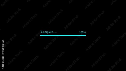 A dynamic cyan color loading animation, and loading to complete 1 to 100% animation on a black background. and creating a stunning Motion graphics of computer loading concept.