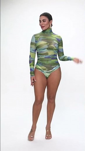 GIRLMERRY High quality sexy high stretch mesh pleated tie-dye bodysuit Wholesale YE000012