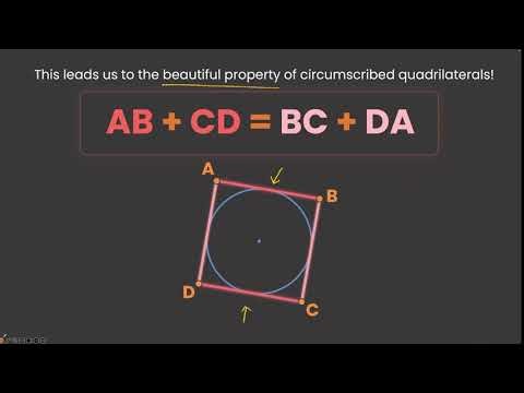 ABCD circumscribe circle, AB+CD=BC+DA|Tangents and Secants to a Circle| TG G10 | Math | Khan Academy