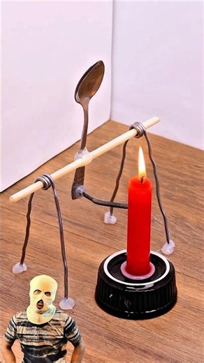 DIY Automatic Candle Snuffer 🔥 Amazing Spoon Experiment! 😱 #shorts #candle #science #diy #experiment