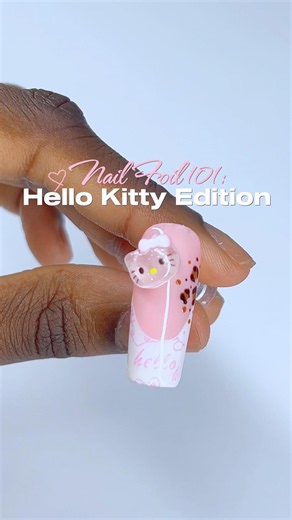 How to Apply Hello Kitty Nail Foil 🎀✨Nail Art Tutorial #kawaiinails #nails #hellokitty #nailart
