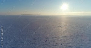 frozen river,view on the frozen river,shooting at the copter