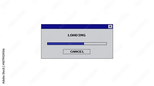 4K Retro Computer Loading Bar Filling Up to Complete Animation