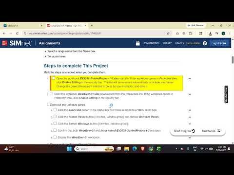 Excel 2024 In Practice - Ch 1 Guided Project 1-3 | Guided Project 1-3 - SIMnet Project #simnet
