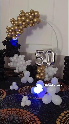 50th birthday decoration|balloon ring backdrop for 50th birthday #50thbirthday